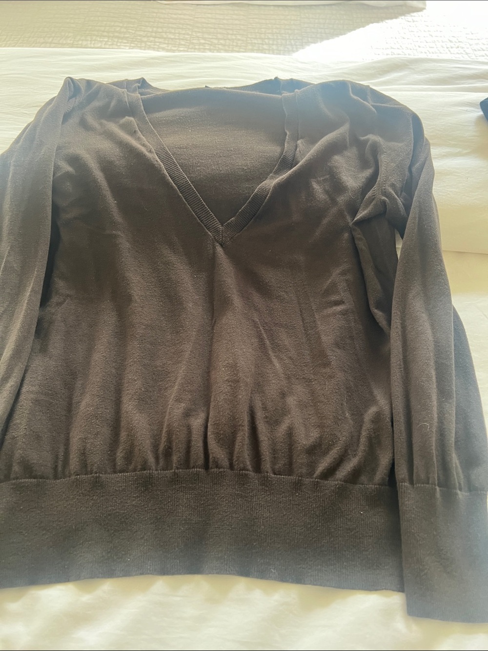 Brown V-Neck Lightweight Sweater